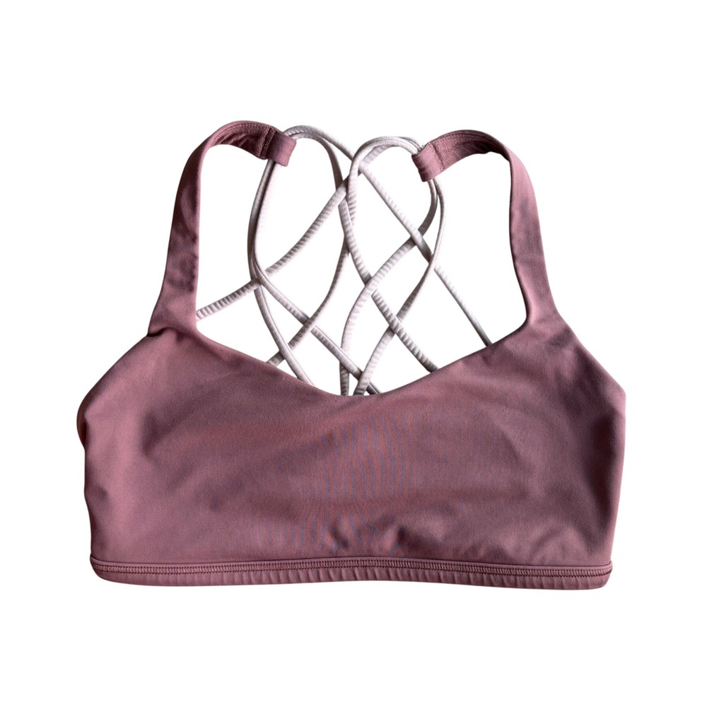Lululemon Free To Be Wild Sports Bra Strappy Back Mauve Pink Yoga Bra Pilates